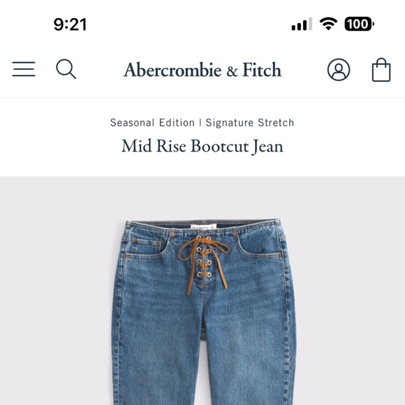 ISO LOOKING FOR SIZE 26 Abercrombie & Fitch mid rise Jeans with Suede Lace-Up - Picture 2 of 2